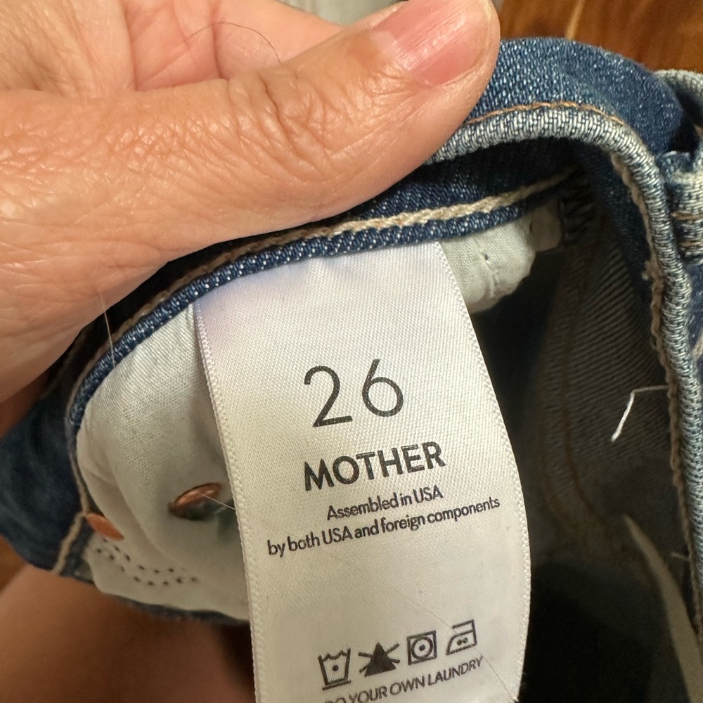 MOTHER Indigo Straight Leg Jeans tripper ankle fray 26 - Picture 13 of 13